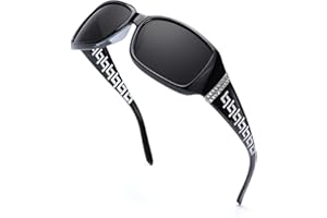 LVIOE Sonnenbrille Damen Groß Polarisiert Schwarz, 80er Klassisch Vintage Sonnenbrille für Frauen mit UV-Schutz