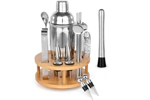 SUPERSUN 360 ° Drehbares Cocktail Shaker Set, 17 Stück Edelstahl Cocktailshaker Weihnachten Geschenk für Männer