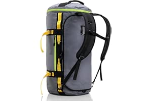 Haimont Large Duffle Backpack Bags Man with Shoe Compartment, Heavy Duty Travel Duffel Bag for Water-Resistant, Camping, Gym, Sport, Weekender, 60L, Grey