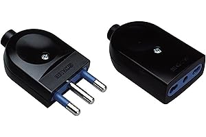 POLY POOL - PP0443.1S Kit Coppia Presa Bivalente e Spina Standard Italiano 16A - Set Spina/Presa Volanti Nere - Presa Bipasso Adattabile Ad Ogni Spina Standard Italiano - Spina/Presa per Casa e Lavoro