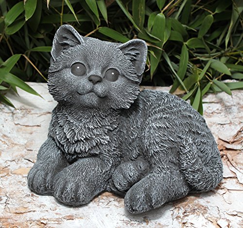 Steinfigur Katze sitzend – Schiefergrau, Garten, Deko, Stein, Figur, Frostsicher - 2