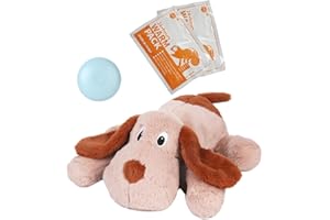 WEOK Heartbeat Puppy Toy with Heat Packs for Pets,Puppy Heartbeat Stuffed Animal for Separation Anxiety Relief, Heartbeat Puppy Toy Dog Anxiety Calming Behavioral Aid Plush Toy for Dogs Cats Pets