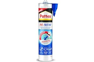 Pattex RE-NEW cartuccia silicone, silicone bianco per piastrelle e sanitari, rinnova sigillature facile da usare, impermeabile e con tripla azione antimuffa, 280ml cartuccia