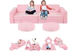 GILIRE Spielsofa für Kinder, Modulares Kinder Sofa Couch, Vielseitige über 500 Frei Baubare DIY-Festungen zum Spielen,Kreativität,Schlafen, Abnehmbar Spielsofa für Kinder für Spielzimmer,Schlafzimmer Möbel