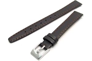 WatchWatchWatch Smooth Stitched Ladies' Leather Watch Strap 11mm Brown Silver Buckle C088