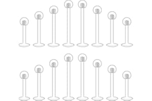 Mayhoop Piercing Transparente cartílago Tragus Helix d'oreja Piercing Labio labret Studs acrílicas Flexibles 16G con circonita Opal para Mujeres y Hombres 6 mm/8 mm/10 mm