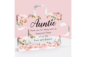 BUIOATA Auntie Gifts, Auntie Birthday Gifts - Acrylic Block Puzzle, Touching Sayings Engraved Gifts for Auntie, Auntie Gifts from Nephew, Special Auntie Gift for Birthday Christmas