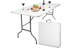 MaxxGarden Table de Jardin Pliante - Adaptée au Camping, à la Plage, aux Fêtes, etc - 180x74x74cm - Table de Jardin Exterieur - Blanc
