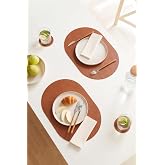 Home Wave 2'li Taba/Gri Renk Suni Deri Amerikan Servis Set 45 x 30 cm