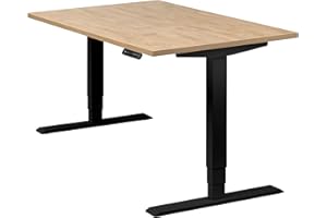 ‎BOHO OFFICE boho office® höhenverstellbarer Schreibtisch 120 x 80 cm - Elektrisch stufenlos, 2 Motoren, 3-Fach Teleskop, Memoryfunktion, Kollisionsschutz - Homedesk Schwarz inkl. Tischplatte in Wildeiche