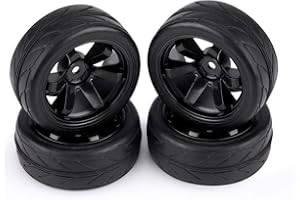 DILWE 4 Pcs Pneus en Caoutchouc de RC voiture, Pneus Roues pour 1:10 Voiture RC de véhicule tout-terrain ( 6 trous)