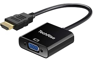 TechRise HDMI a VGA, Adaptateur HDMI Vers VGA Full HD 1080P Convertidor para PC, Portátiles, HDTV, Proyectores, Otros Dispositivos HDMI, con Cable de Carga de Audio de 3,5 mm y Micro USB