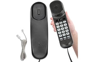 OrcoW Corded House Phones Landline, Wall/Desk Mountable, Dial Pad on Base, Last Number Redial, Pause, Flash, Black