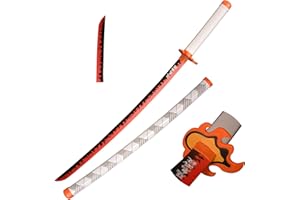 Skyward Blade Espada de Anime Cosplay de Madera, Rengoku Kyoujurou Samurai Espada, Fans del Anime, The Special Cuchillo of Demon Slayer Blanco Cuchillo Katana