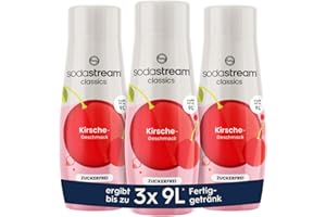 ‎SODASTREAM SodaStream Sirup 3x Kirsche ohne Zucker, 1x Flasche ergibt 9 Liter Fertiggetränk, Sekundenschnell zubereitet und immer frisch, 3x 440 ml