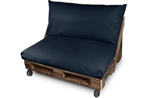 HAPPERS Set Cojines Impermeables y Desenfundables para Palets en Polipiel para Exterior Azul Oscuro