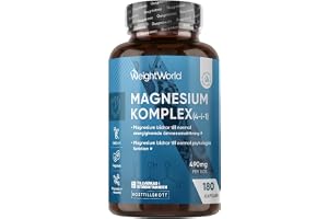 Magnesium Complex 4-i-1 – 400 mg elementärt magnesium & 90 mg leucin per dos – 3 månaders förbrukning – 1 700 mg magnesium (bisglycinat, citrat, malat och taurat) – 180 veganska kapslar – WeightWorld