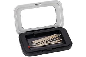 PENITUE Magnetic Needle Holder Case, Strong Sewing Pin Storage Organizer Box with Clear Lid Secure & Portable Needle Keeper for Sewing Quilting Crafts Bobby Pins Paper Clips (Black)
