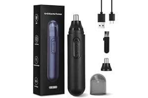 JUTYUM Tondeuse Nez,Tondeuse Nez Oreilles Homme, Coupe Poils Nez et Oreilles Rechargeable USB, Lame Lavable Double Tranchant,Indoloreet Professionnelle Tondeuse Nez Femme avec 1 Lame Bonus(Noir)