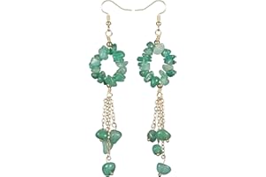 Nupuyai Crystal Stone Drop Earrings for Women, Vintage Bohemian Stone Beads Long Tassel Dangle Earrings for Wedding Party Vacation