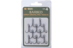 Drennan E-Sox Exra Strong Treble Hook Semi Barbed Size 6 Pike Fishing