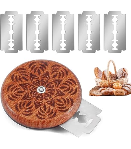 Set Raschietto Per Pane Con 5 Lame – Bread Lame In Acciaio, Manico In Legno, Custodia Pelle