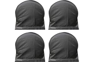 QENETY Coperture per pneumatici, 4 pezzi, colore nero, impermeabili, anti-UV, per neve, sole, pioggia, per camper, camion, rimorchi, camper (76-81 cm)