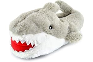 KS Brands / STC Stores Boys Novelty Plush Grey Shark Slippers