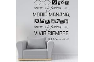 Docliick® Vinilos de pared decorativo con frase decorativa"VIVE COMO SI FUERAS A .." Pegatinas decorativas pared. Decoración casa Docliick DC-19114 (Vinilo de corte, 60x42cm)