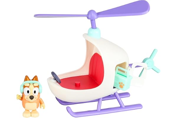Bluey 17560 Véhicule et Figurine BINGO'S Helicopter, Petit, Blanc