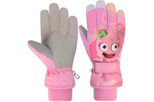 TONIFAY Waterproof Kids Gloves Winter Cold Weather Fleece Lined Thermal Warm PU Palm Snow Ski Cycling Glove Age1-13 for Boys Girls Kid Boy toddler Girl Children Skiing Snowboarding Running Walking Sport