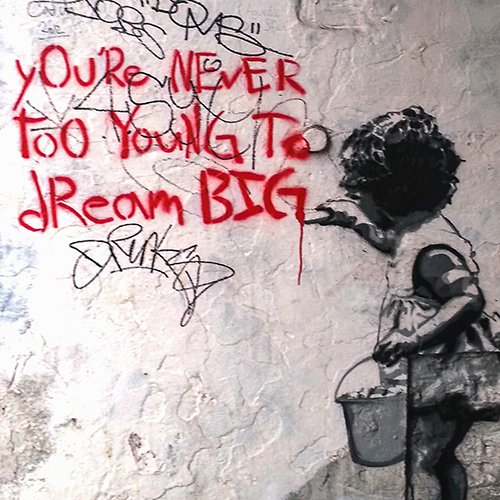 Banksy Graffiti Künstler ‚Nie Zubehör Junges to Dream Groß‘ Grau – 40.6cm (40cm) Kissenbezug - 2