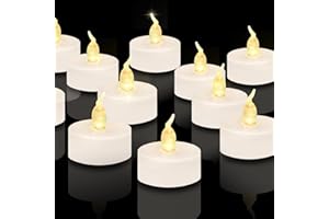 24 candeline da tè, candele a batteria senza fiamma LED CNMTCCO, candeline da tè luminose e tremolanti, batteria extra lunga con oltre 200 ore di autonomia per Natale, matrimoni, feste (bianco caldo)