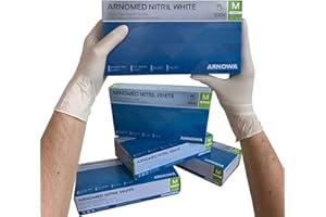 ARNOMED Nitril rękawiczki jednorazowe, rozm. M, białe, nie zawierają lateksu, 100 sztuk/pudełko, rękawiczki jednorazowe, bez talku, rękawice nitrylowe, w rozm. S, M, L i XL