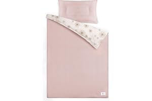 lulumoon Parure de lit pour enfant en mousseline 100 x 135 cm : housse de couette 100 x 135 cm + taie d'oreiller 40 x 60 cm en coton Oeko-Tex Standard – Parure de lit légère et confortable pour bébé