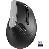 Uineer Vertical Mouse Wireless, 2.4G Rechargeable Mouse with Battery Indicator,4 level DPI,Ergonomic Design for Comfort and R