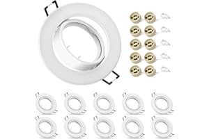 VIIIVA 10x Moderne Einbaustrahler Rahmen, GU10 Einbauleuchten, inkl. GU10 Fassung, Decken Spot Weiß Rund, 30° Schwenkbar Einbauspots Rahmen, Außendurchmesser: 90mm, Ausschnitt Ø65-80mm (Ohne Leuchtmittel)
