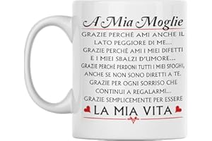 Vulfire Moglie Tazza Regalo donna compleanno Idea originale Idee Regali per lei per Natale Matrimonio, Dedica speciale (A Mia Moglie, Ceramica)