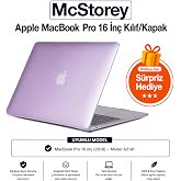 McStorey MacBook Pro A2141 Uyumlu Kristal TPU Sert Kılıf 16 in&ccedil; 2019 Touch Bar Şeffaf Koruma Koruma Lila