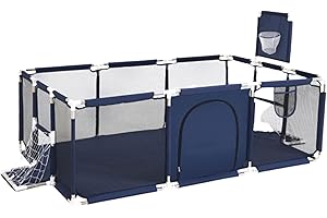 YAZOCO Parc bébé 122x180cm Barrière de sécurité avec filet respirant Barrière de sécurité pour enfants, grande aire de jeux de sécurité Parc bébé…