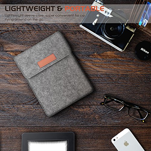 MoKo Kindle Paperwhite / Kindle Oasis / Kindle Voyage Felt Sleeve Hülle – Tragbare Filz Schutzhülle Tasche für Amazon Kindle Paperwhite / Voyage / Kindle Oasis / Kindle 7. / HD 6 6 Zoll, Hellgrau - 3