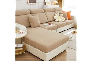 TOPCHANCES Housses de coussin de canapé universelles et extensible, housse en forme de L, housse protectrice pour canapé et fauteuil (marron clair motif cookie)