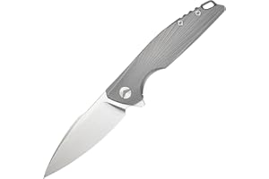 FerraMonster Taschenmesser Klappmesser Outdoor Messer Survival Messer EDC Einhandmesser mit Taschenclip, Tasche - M390 Stahl, Griff mit Titan - Männer Geschenk (Grey - 02)