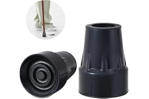 AEIOPRS 2 szt. gumowych końcówek 19 mm do lasek i kul, antypoślizgowe, wytrzymałe, bardzo szeroka podstawa, zapasowa końcówka do laski, kul, akcesoria, kolor czarny