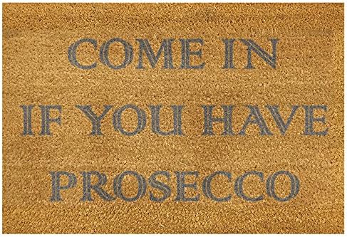Novelty Slogan Printed Coir Grey Non Slip Indoor Outdoor Mats Prosecco