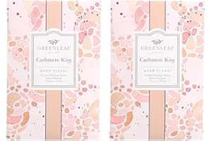 GREENLEAF Cashmere Kiss Duftsäckchen, Schubladenduft, Lufterfrischer für Schlafzimmer, Badezimmer, Auto – Noten von Zitrus, Jasmin, Rose, Vanille, Patchouli, Moschus, 2 Stück
