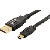 Amazon Basics USB-A auf Mini USB 2.0-Kabel, 480 Mbit/s Übertragungsgeschwindigkeit, mit vergoldeten Steckern, 1.8 m, Schwarz