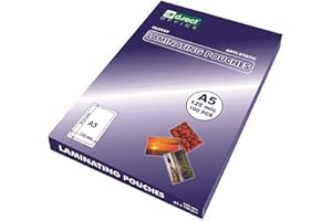 D.RECT Lot de 100 pochettes de plastification A5 125 microns - Épaisseur 2 x 125 (200) - Films de plastification à chaud brillants - Film de plastification transparent