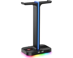 havit RGB Dual Balance Headphone Stand with 2 USB Ports, Desktop Headset Stand Durable Gaming Headphones Holder for PC Gamer 