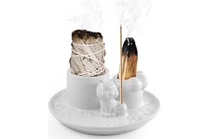 NVGVUP Uchwyt na kadzidełka 4 w 1, misa do każdego kadzidła, kadzidełka, Palo Santo, wędzenia i świec, do medytacji, jogi, dekoracji domu (wzór łapy kota)
